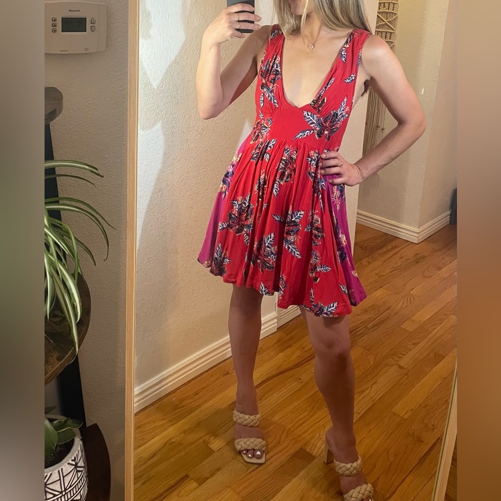Free People Red & Magenta Dress